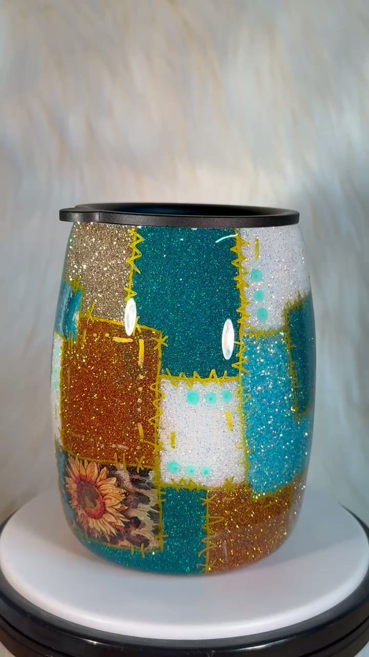 Thumbnail: Western Sunflower patchwork 14oz tumbler