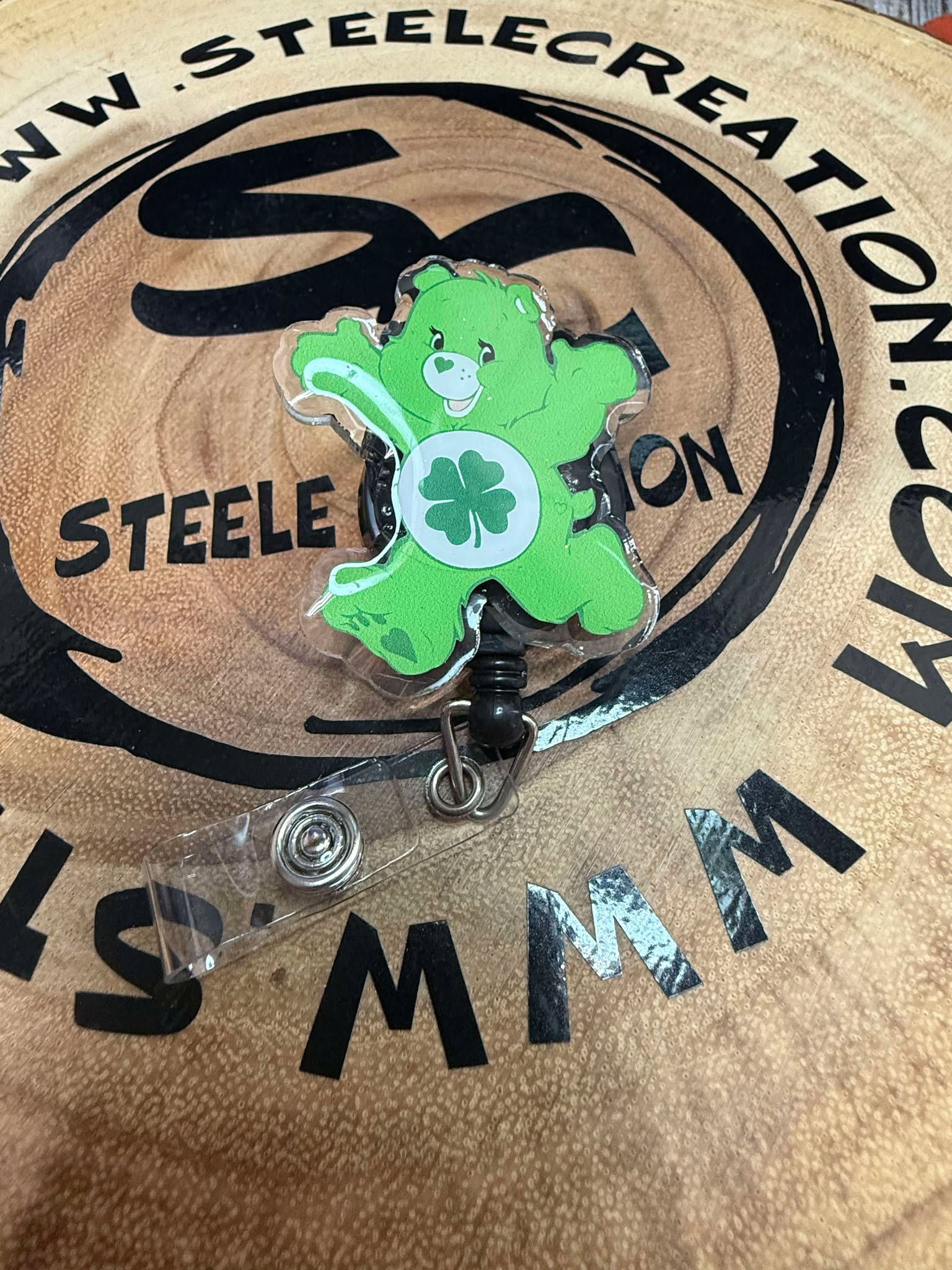 Green Bear Badge Reel