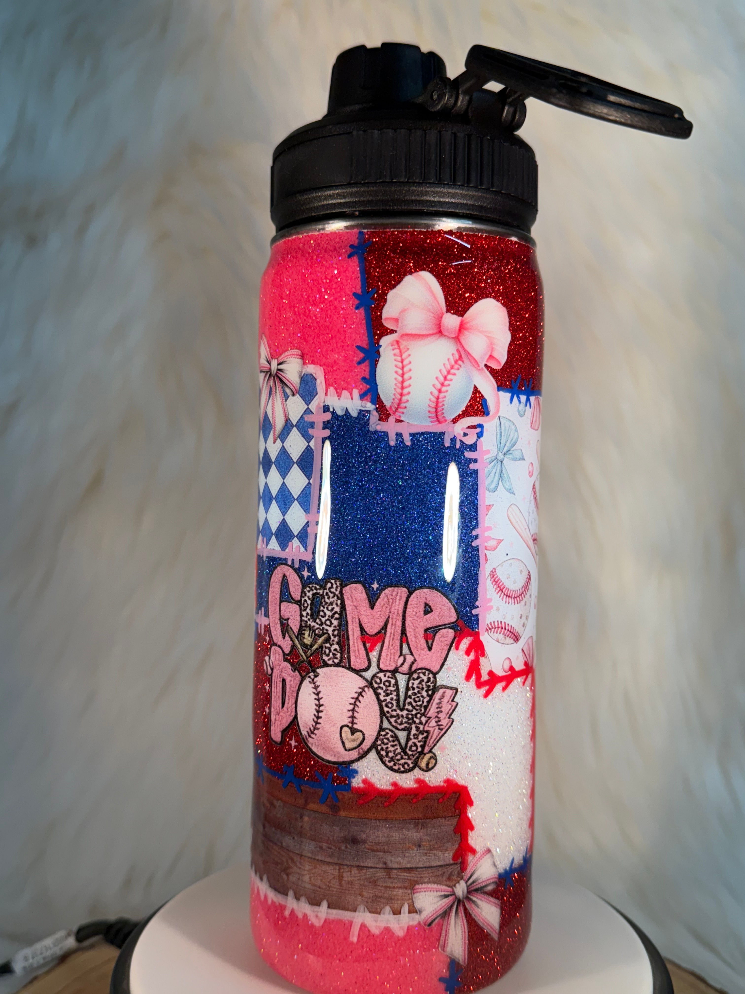Baseball patchwork 25oz hydro tumbler