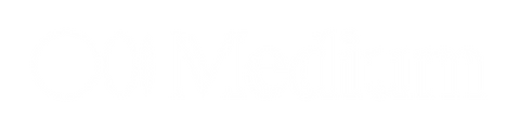 Medium logo with two white circles