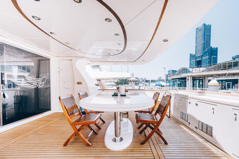 Luxury yacht deck dining area