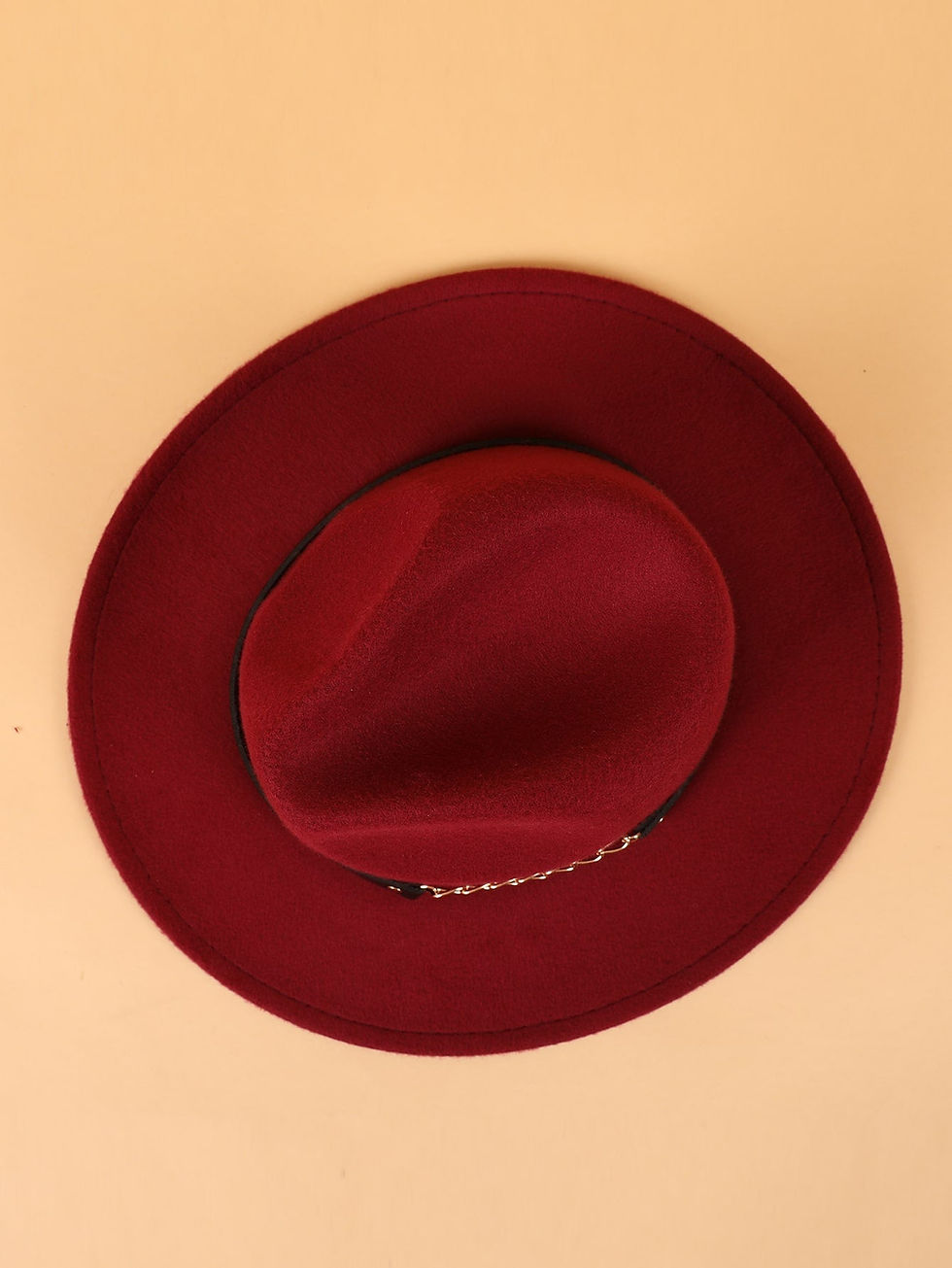 Thumbnail: Let's Link Up Belted Chain Fedora Hat (Burgundy)