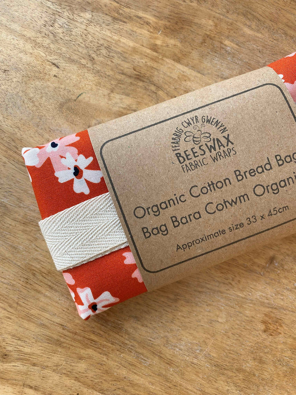 Thumbnail: organic cotton bread bag red flowers fabric