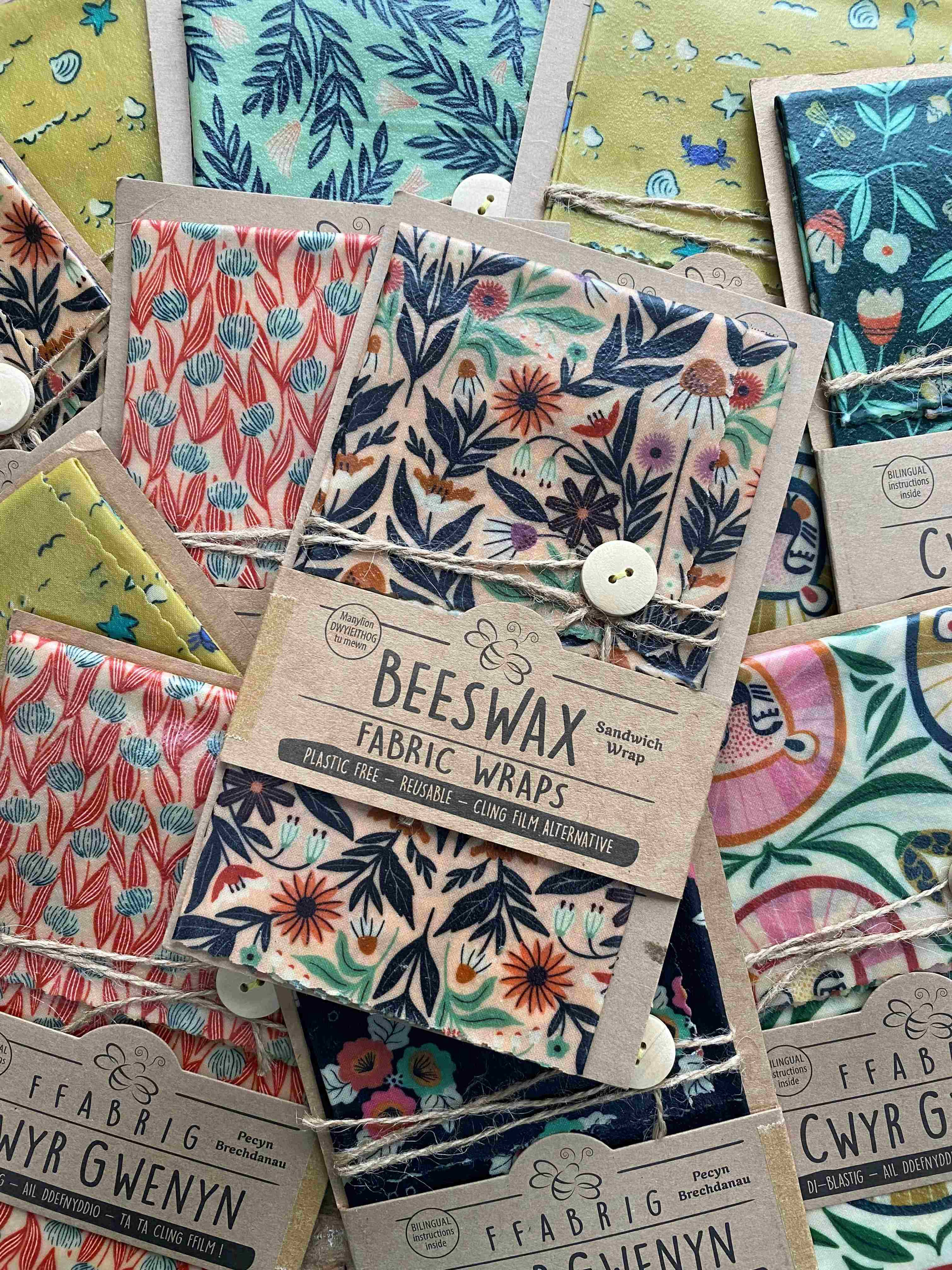 collage of beeswax wraps sandwich wraps