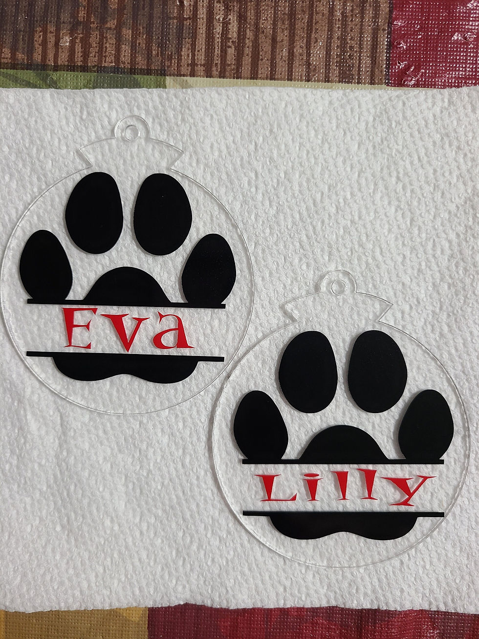 Thumbnail: Paw Print Ornament With or Without Angel Wings, Personalized for your pet