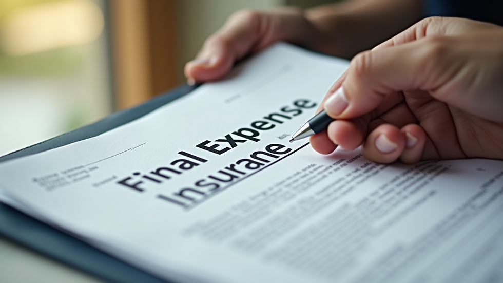 Close-up view of a hand holding a final expense insurance policy document