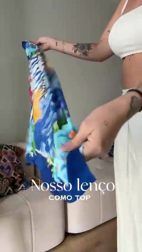 Miniatura: Pañuelo estampa mesa fresca azul