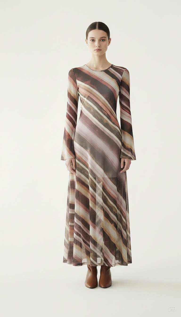 Vestido tule fluxo terracota