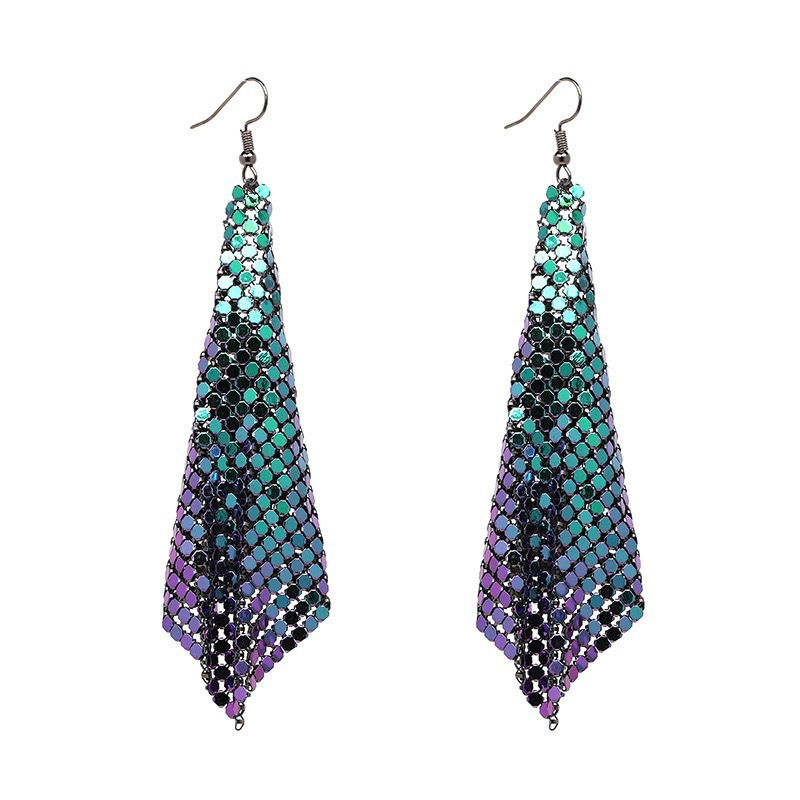 Thumbnail: Metal Mesh Tassel Earrings