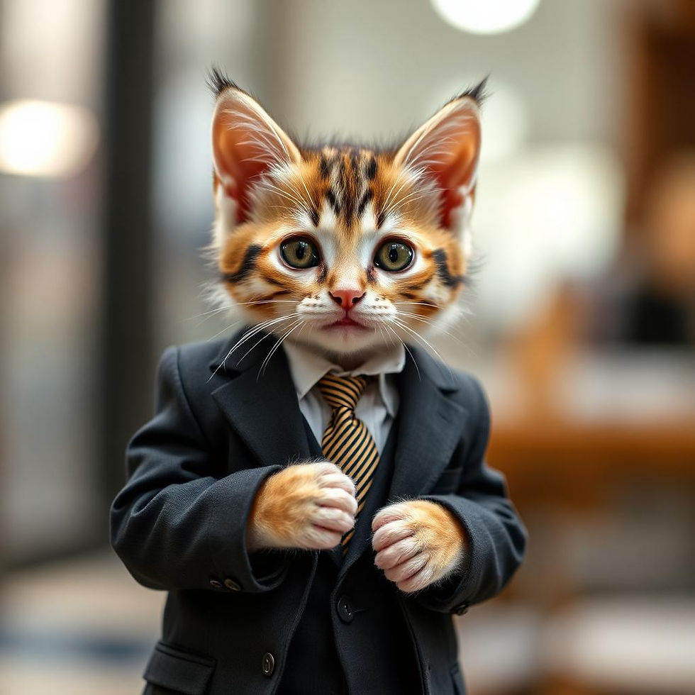Small cat in a suit