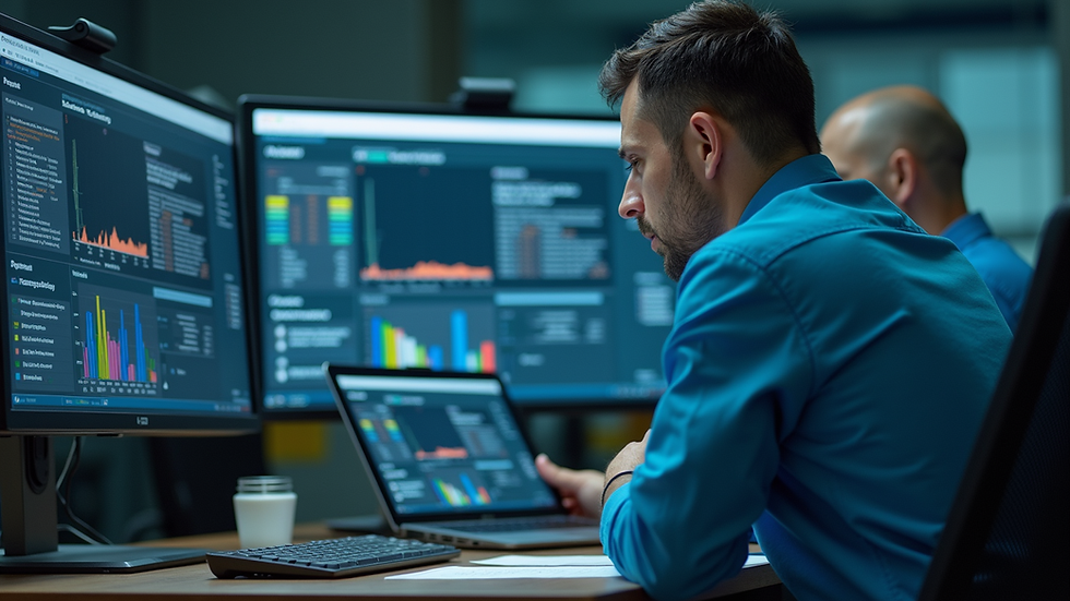 Eye-level view of a sports consultant analyzing an athlete's performance data