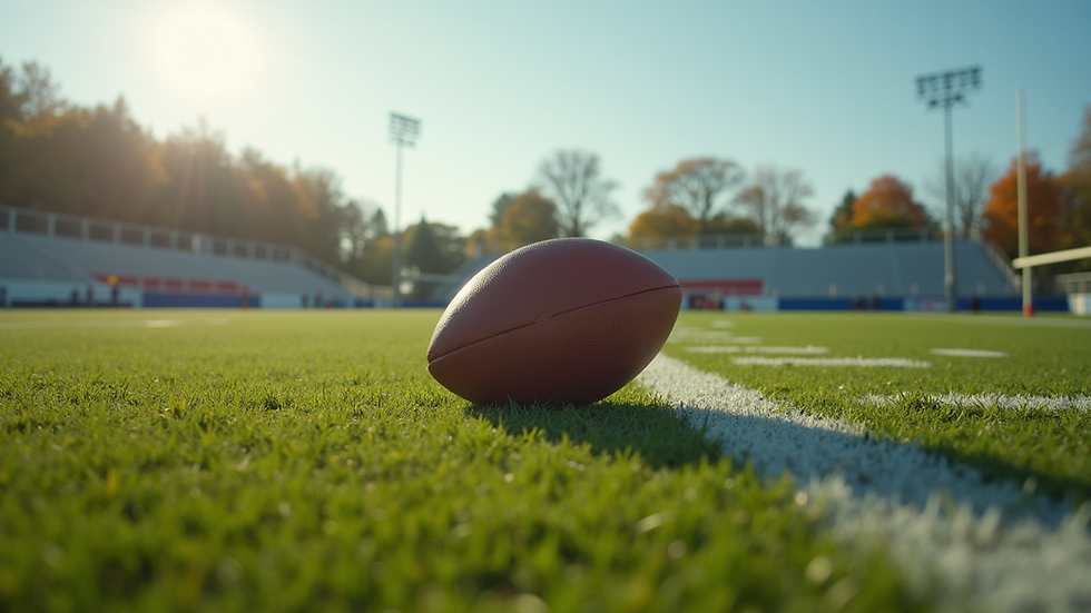 Eye-level view of a high school football field during practice
