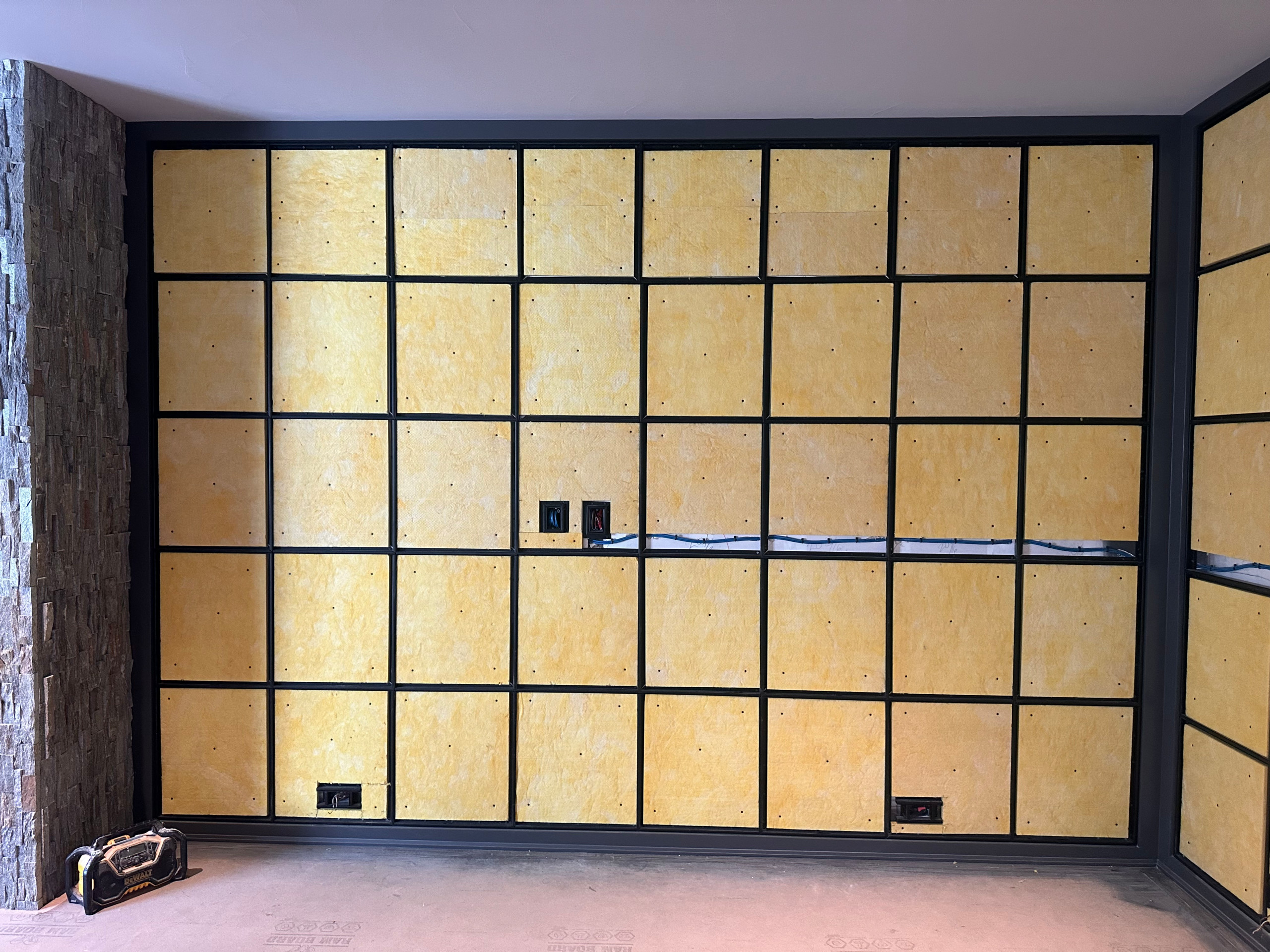 Acoustic fabric wall system installation, photo 3