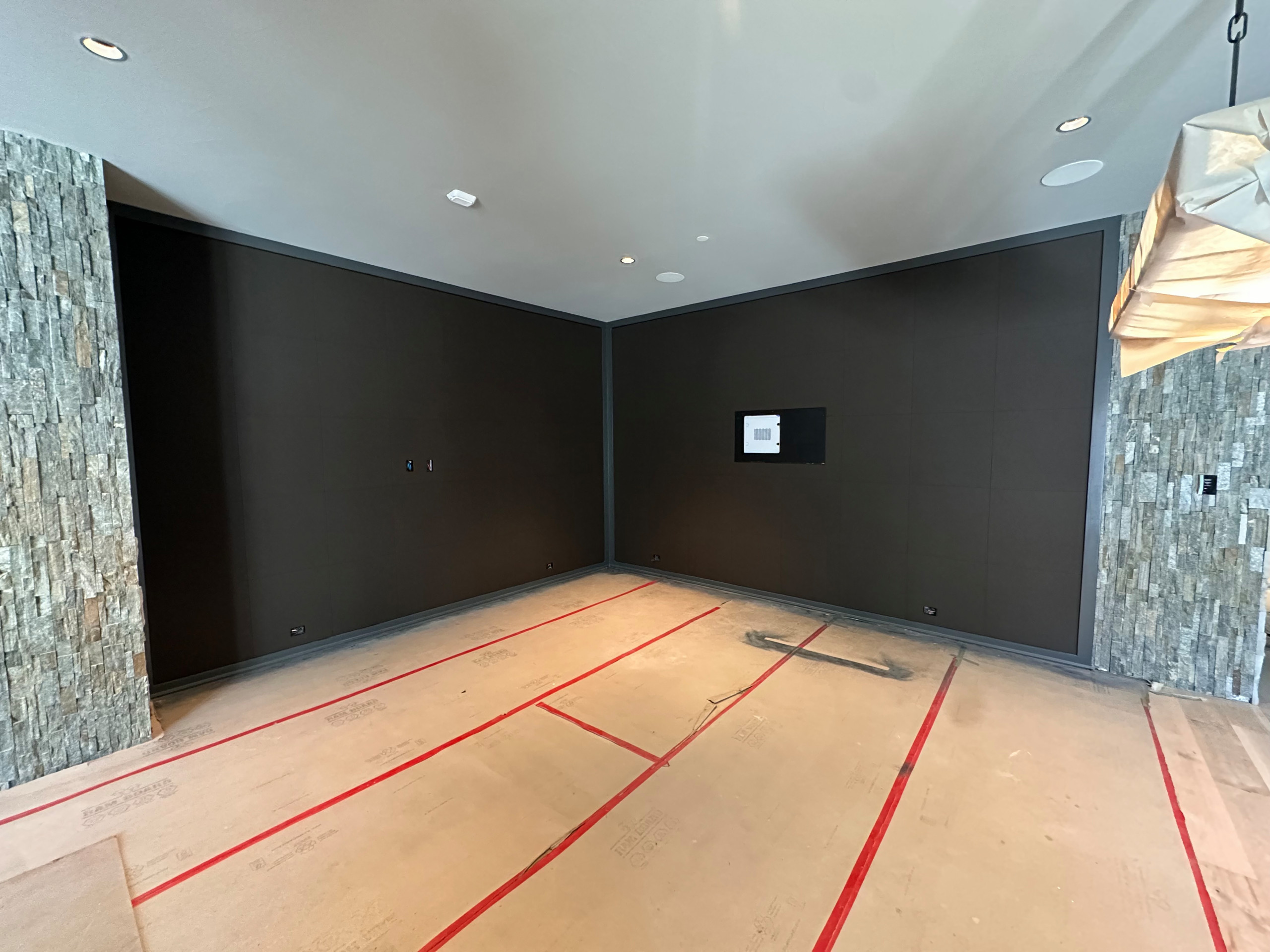 Acoustic fabric wall system installation, photo 2