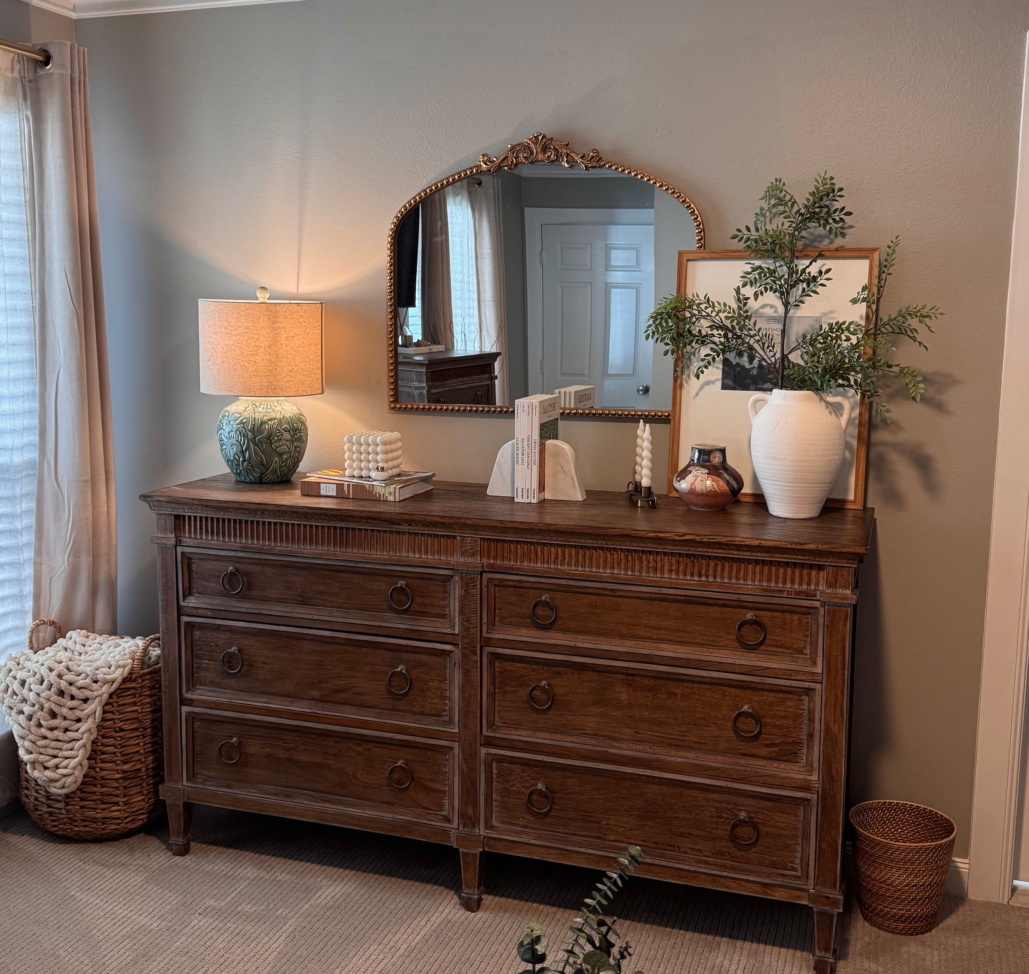 Boho and antique style bedroom refresh with light grey walls, photo 2