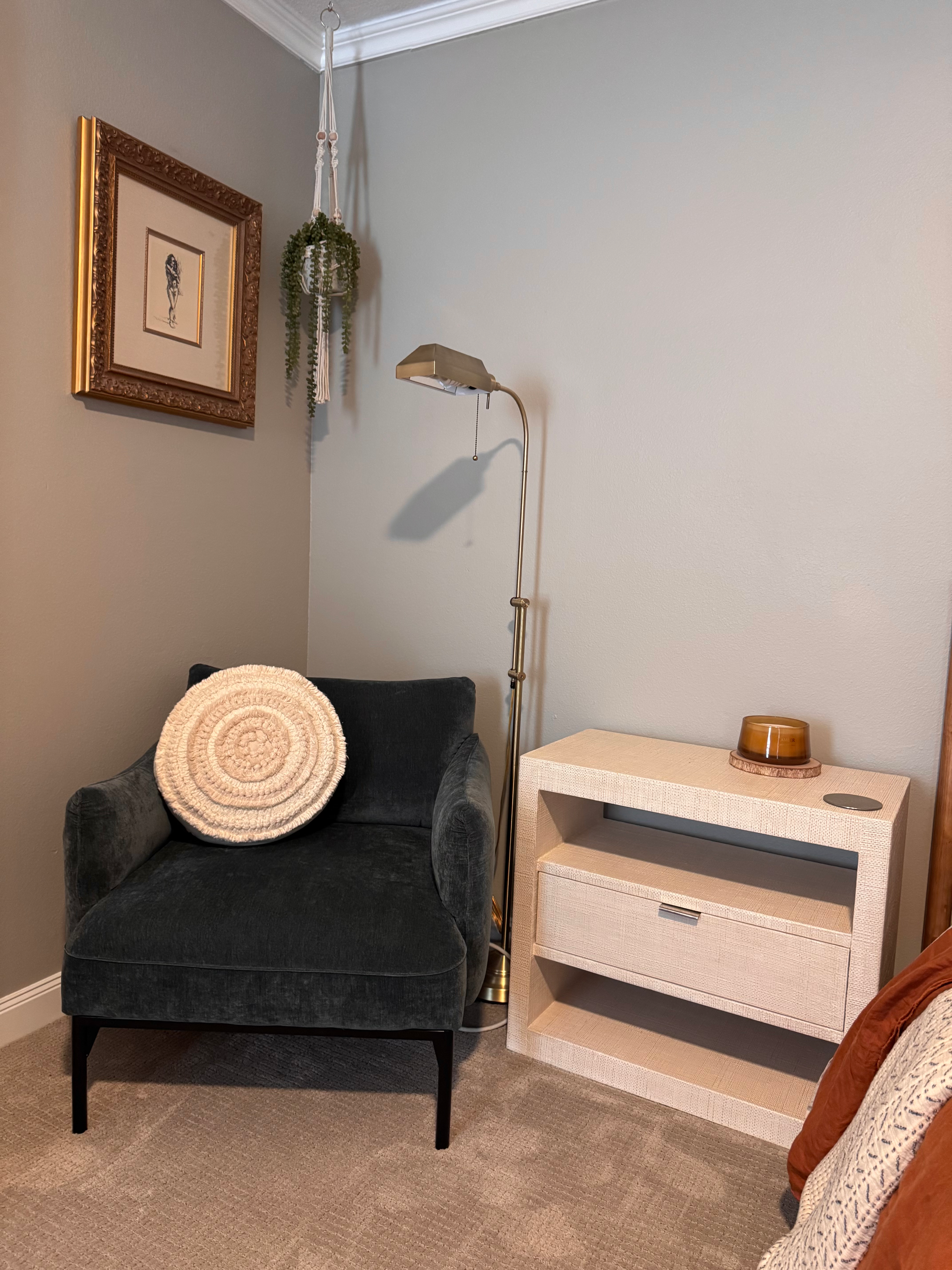 Boho and antique style bedroom refresh with light grey walls, photo 3