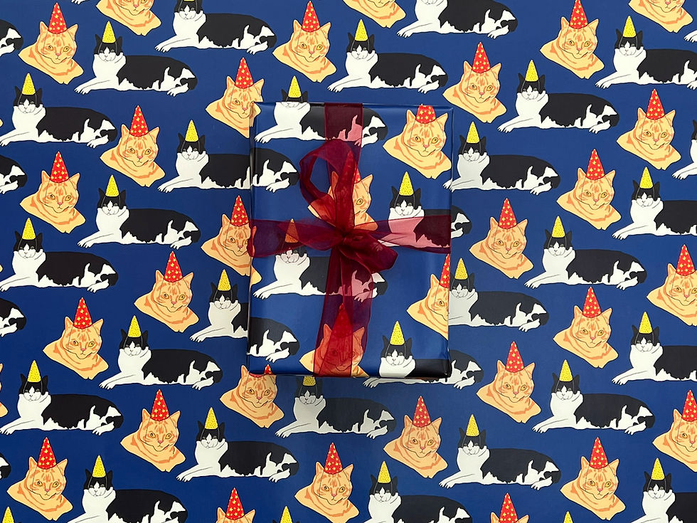 Thumbnail: Leonard and Louis Birthday Cats Wrapping Paper