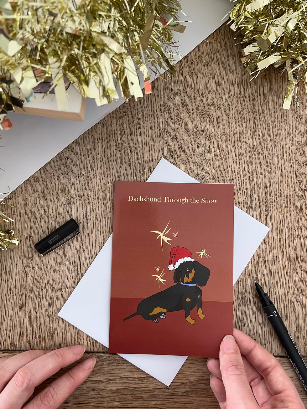 Thumbnail: Dachshund Through the Snow Red Christmas Card
