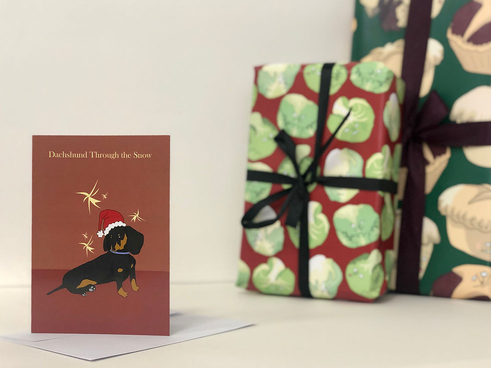 Thumbnail: Dachshund Through the Snow Red Christmas Card