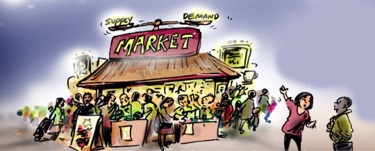 Drawing of a market.