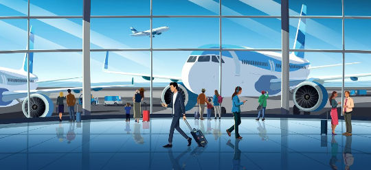 An airport.