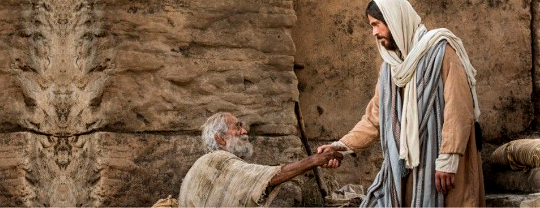 Jesus healing the blind man.