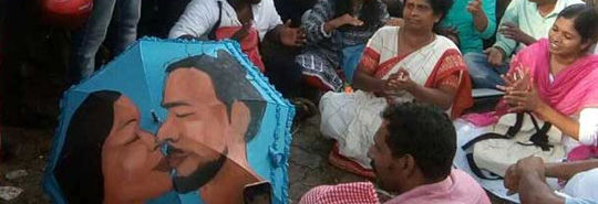 A protest happened in kerala for the right to kiss in public.