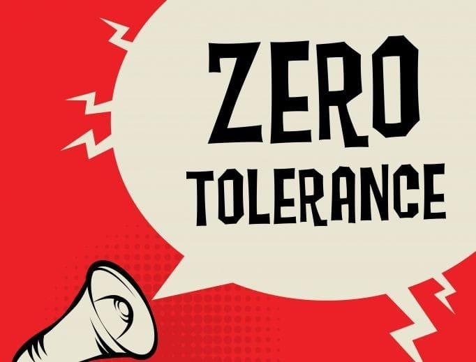 A poster on 'Zero Tolerance'