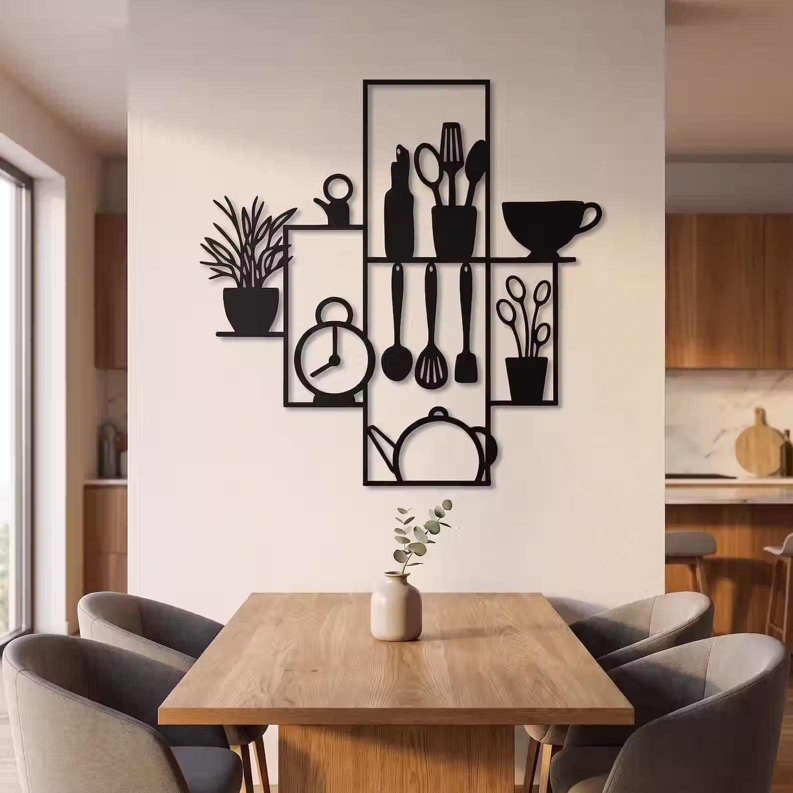 Metal Kitchen Wall Art, Modern Home Decor, Decorative Wall Accent