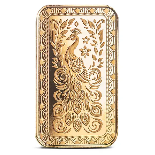 Thumbnail: Scottsdale Mint | 1 Oz Marquee Peacock Gold Bar (New In Assay)