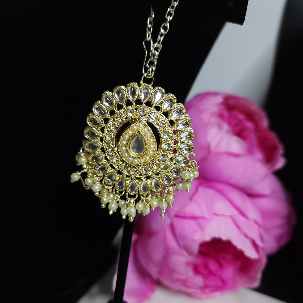 Thumbnail: Choker Set with jhumkas and Mangtika (clear)
