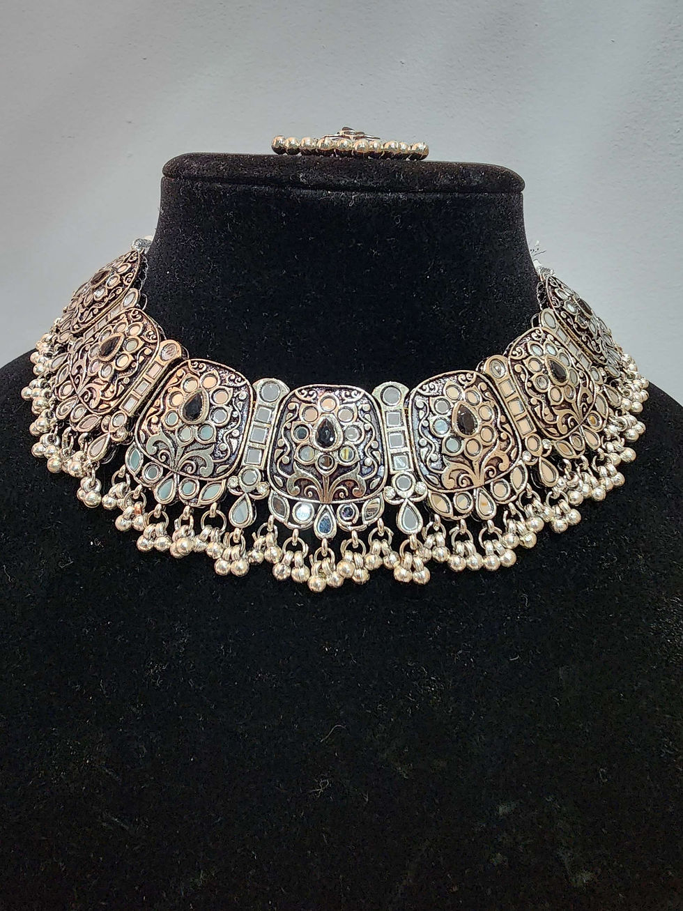 Thumbnail: Silver oxidized Necklace set 