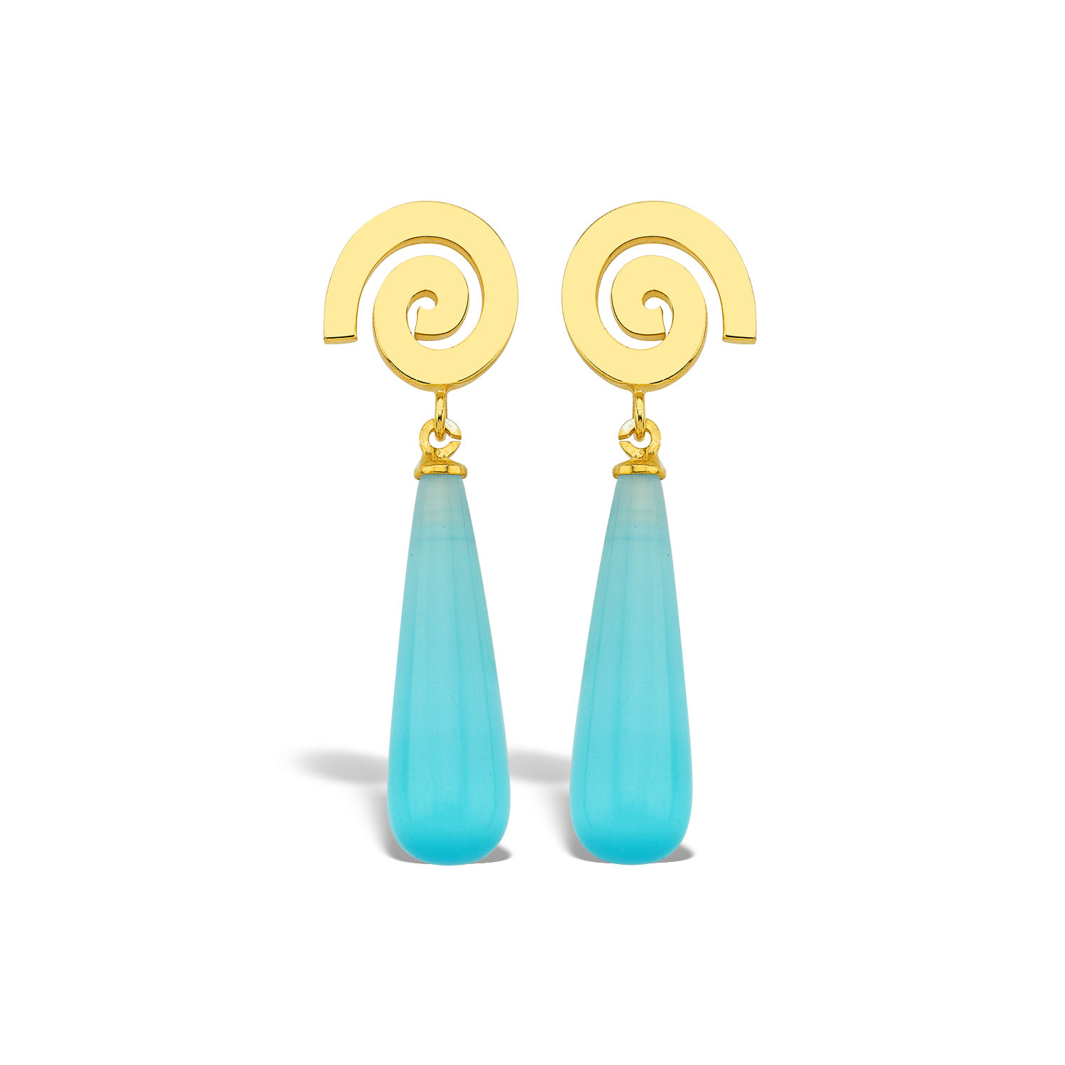 Damla Mavi Taşlı Meandros Sembolü Küpe