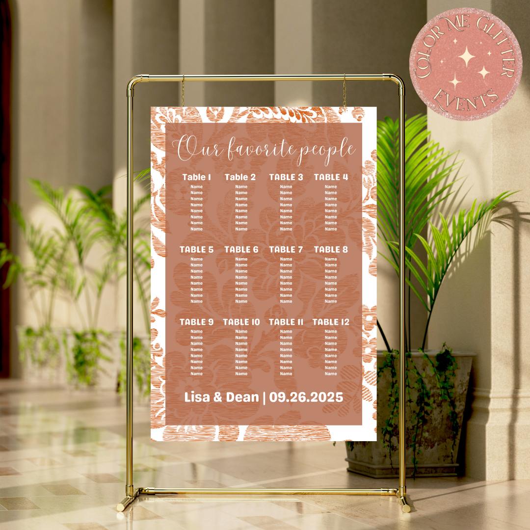 Terracotta Linen Seating Chart Template