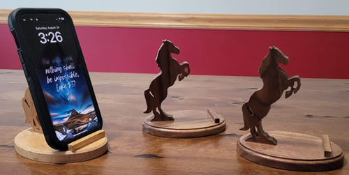 Whimsical Wood Cell Phone Holders Walnut and Red Oak K&P