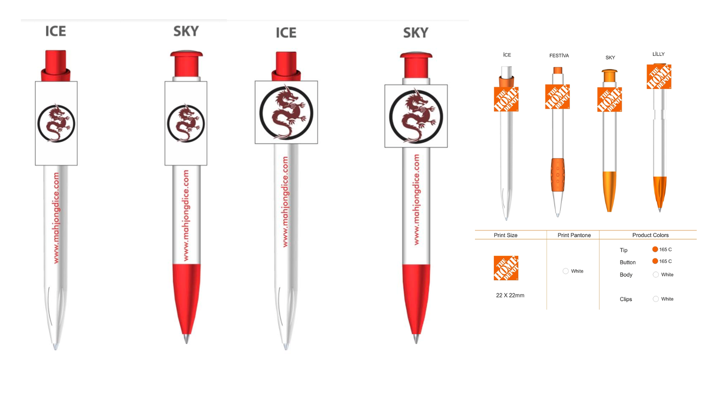 Recyclable Large Printing Clip Pens