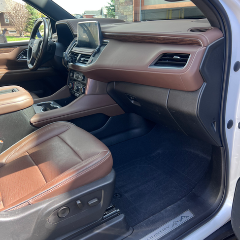 Car interior after deep cleaning — seats, carpets, and console completely restored, showcasing mobile detailing results in White City
