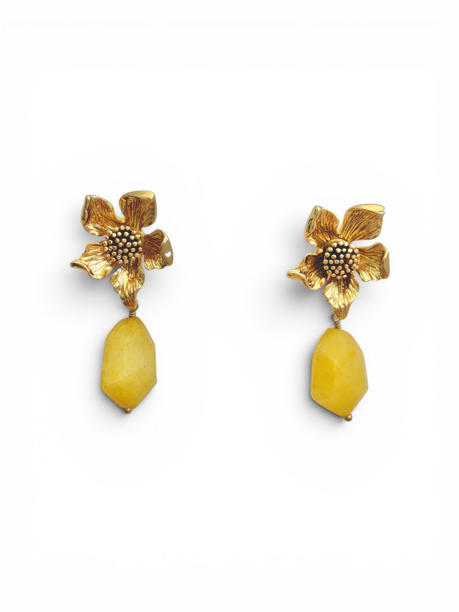 Hibiscus Yellow Drop Earrings