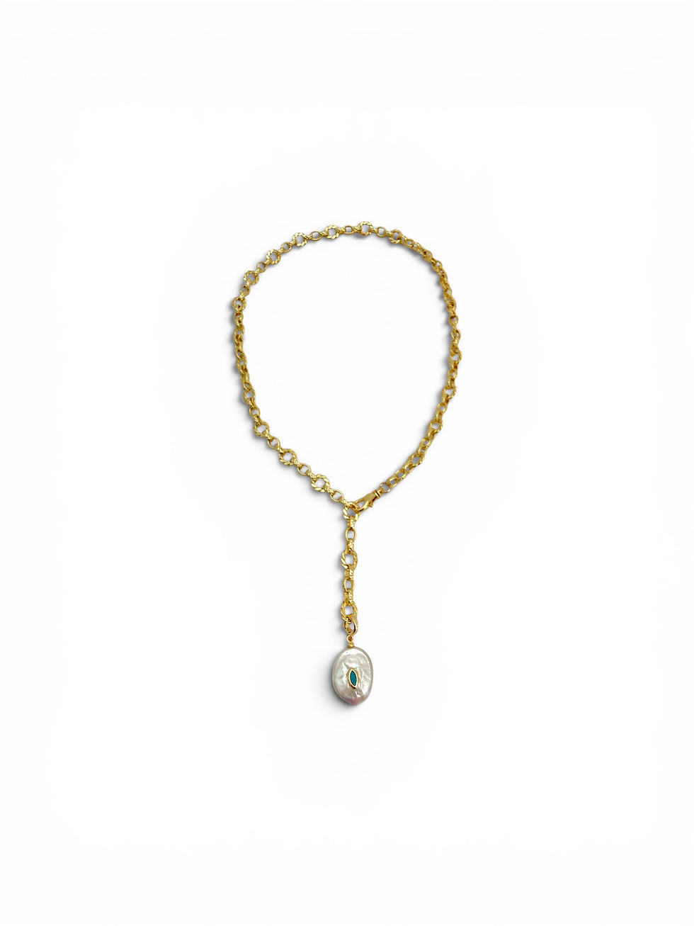 Thumbnail: Gold Lariat Pearl Necklace