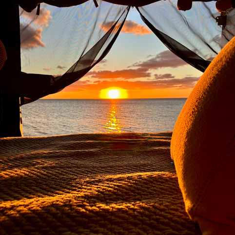 Beautiful sunset out of a drifter van