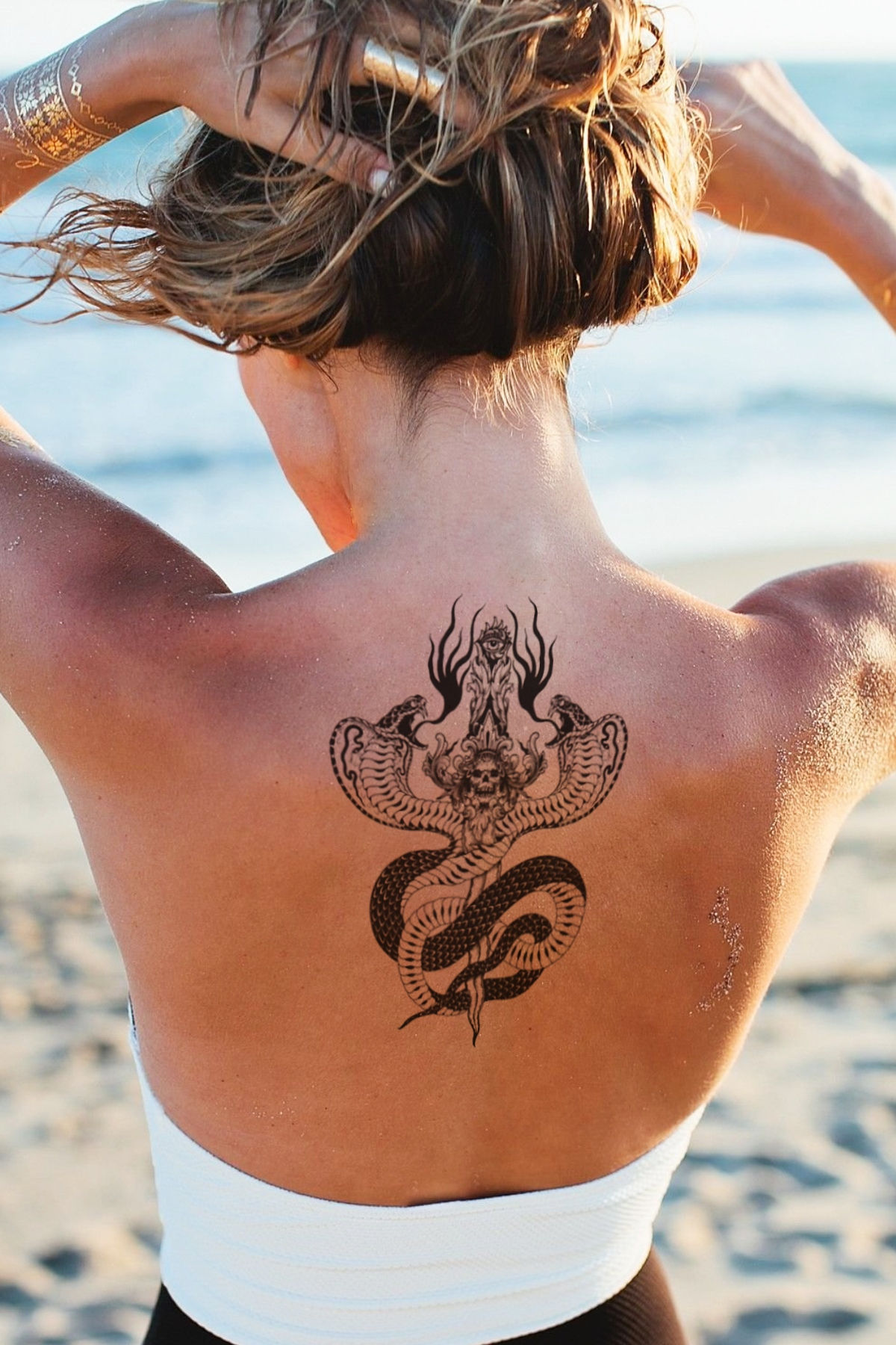Serpent Unisex Yılan ve Kılıç Dövmesi