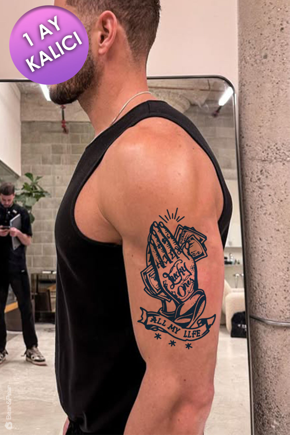 Dua ve Para Dövmesi 1 Ay Kalıcı Pray for Money Tattoo