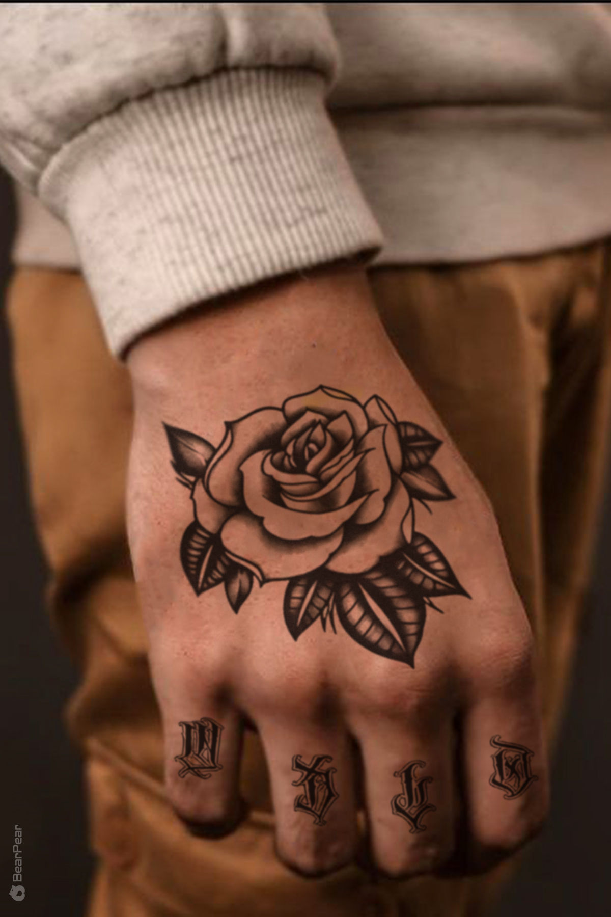 Siyah Gül El Dövmesi El Üstü Geçici Dövme