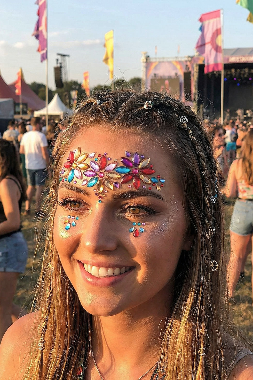 Küçük resim: Büyüleyici Çiçek Tasarımlı Yüz Taşı - Festival&Parti Makyajı Aksesuarı Yüz Taşı