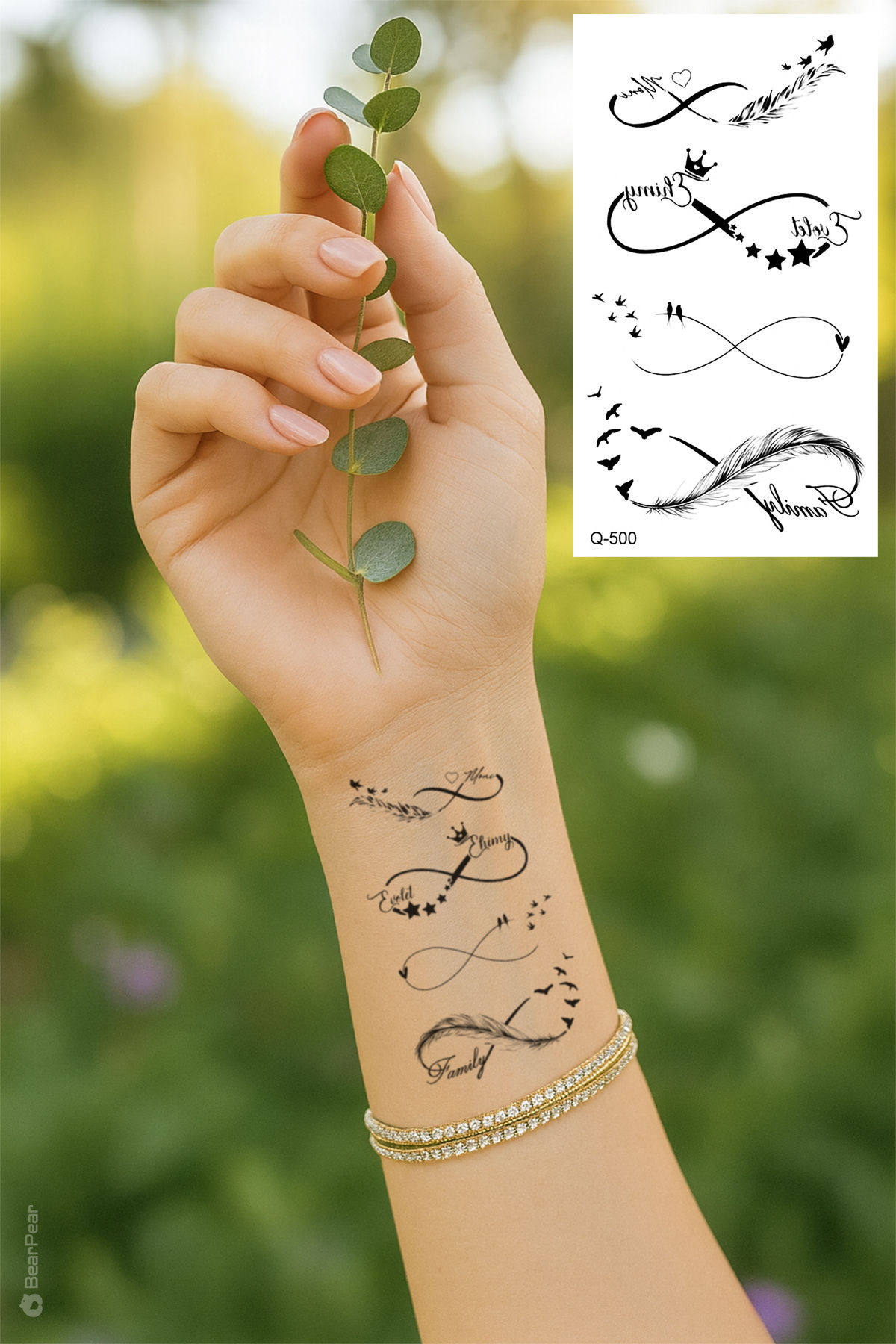 Mini Boy Sonsuzluk Dövmesi Uçan Kuşlar Dövme