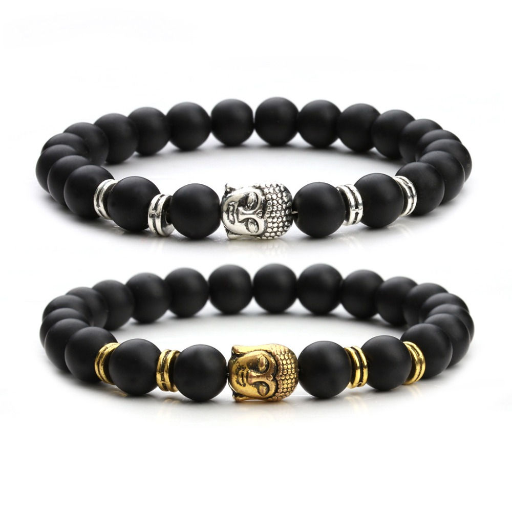 Men's Matte Onyx Lucky Buddha Bracelet