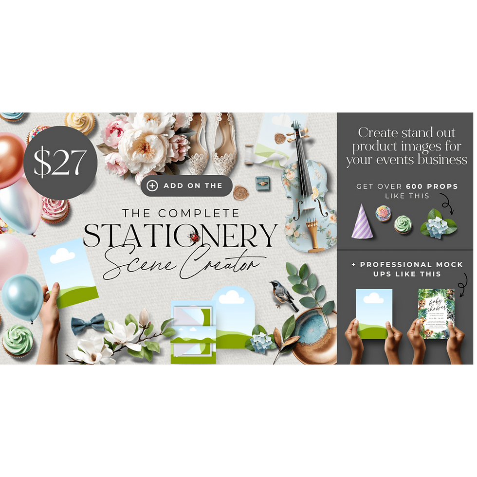 Complete stationery scene creator with 600+ props for weddings and events