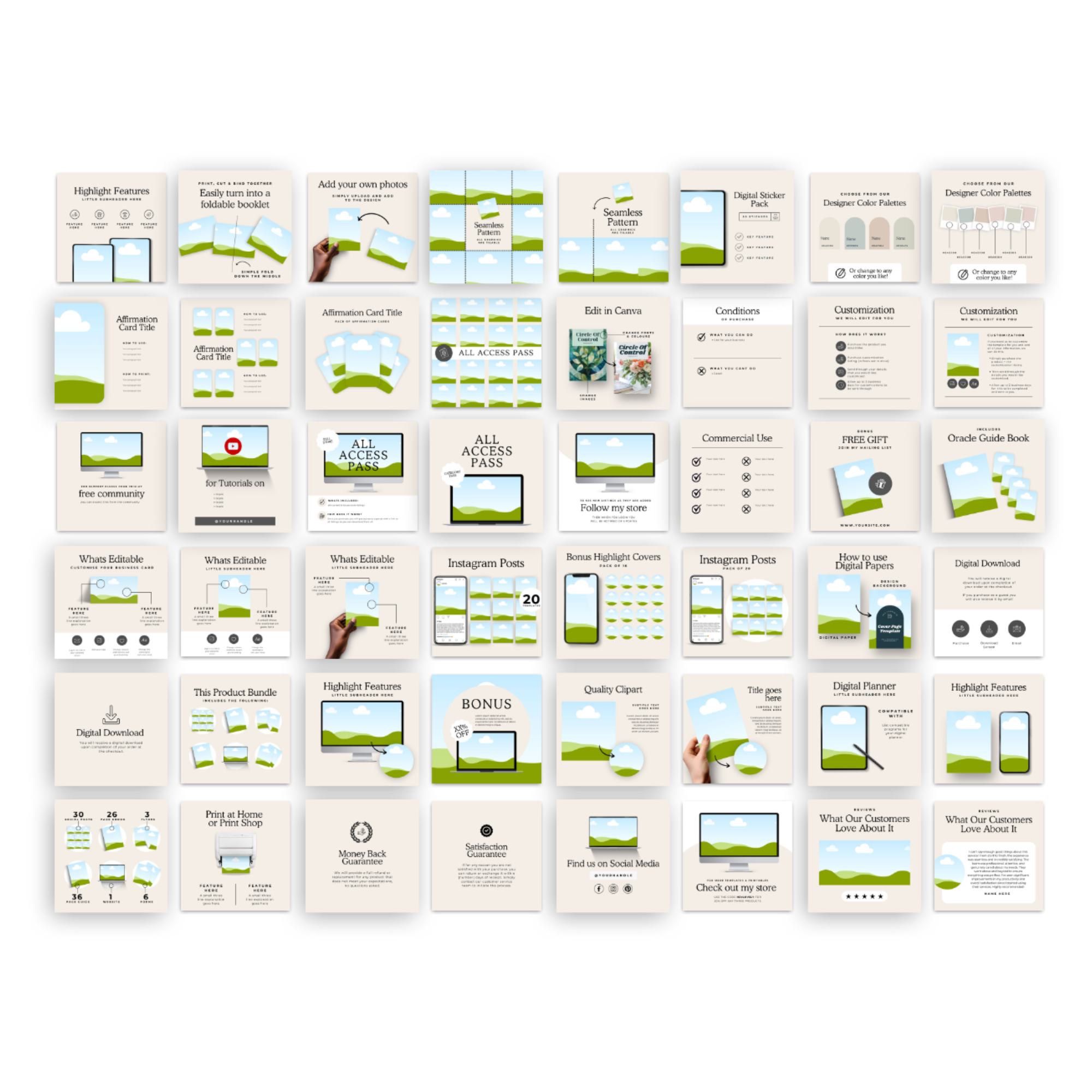 Product infographic templates for creating eye-catching Etsy and online listings