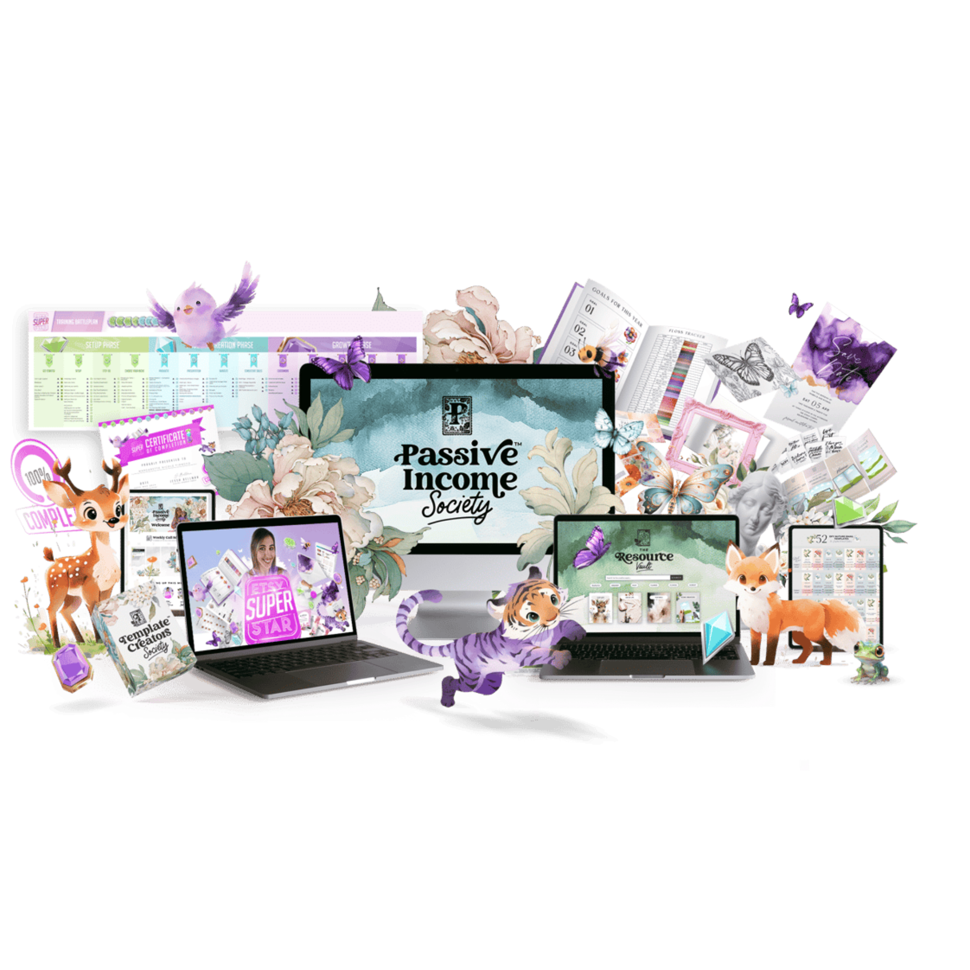 Passive Income Society membership for digital product creators and Etsy sellers