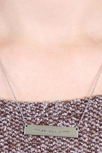 Thumbnail: "Be Brave" Bar Necklace